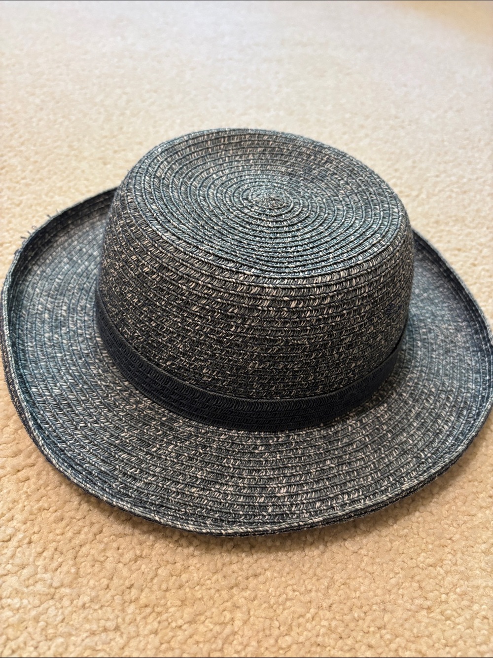 Talbots Navy and Heathered Blue Woven Straw Hat
